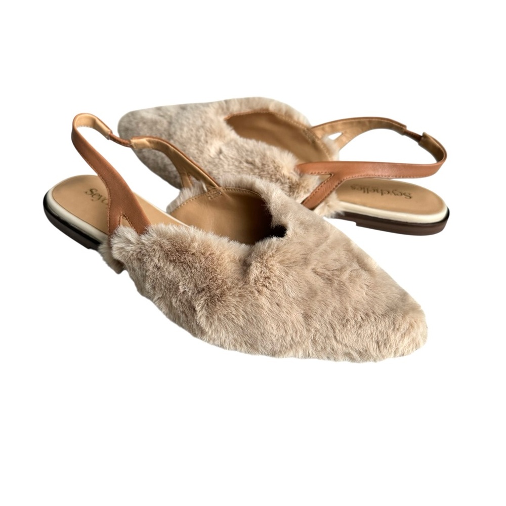 🆕 Seychelles Fur Slingback Sandal Flats - Picture 4 of 15